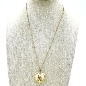 CLAIRES Signed Heart Locket Necklace with Unicorn Gold Tone